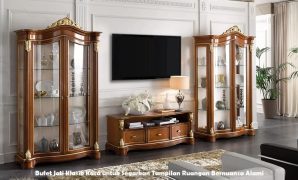 Bufet Jati Klasik Kaca untuk Segarkan Tampilan Ruangan Bernuansa Alami Bufet Jati Klasik Kaca untuk Segarkan Tampilan Ruangan Bernuansa Alami